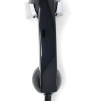 Telefonhörer  mit Panzerschlauch, eingehängt